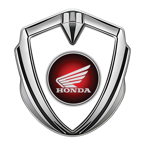 Honda Bodyside Emblem Badge Silver White Background Red Circle
