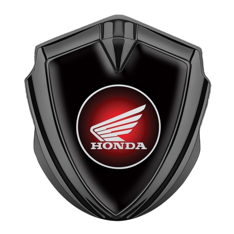 Honda Trunk Emblem Badge Graphite Black Base Crimson Circle Motif