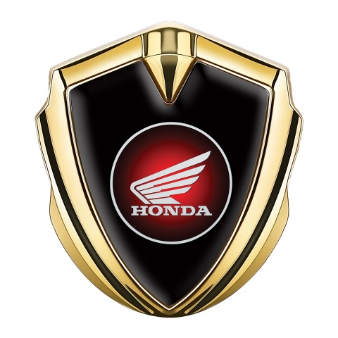 Honda Trunk Emblem Badge Gold Black Base Crimson Circle Motif