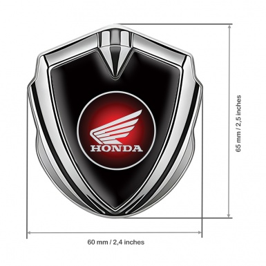 Honda Trunk Emblem Badge Silver Black Base Crimson Circle Motif