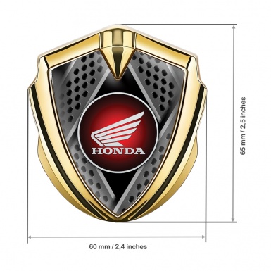 Honda 3D Car Metal Domed Emblem Gold Blades Effect Circle Design