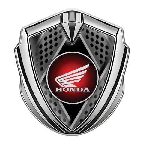 Honda 3D Car Metal Domed Emblem Silver Blades Effect Circle Design