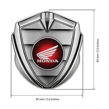 Honda Bodyside Emblem Self Adhesive Silver Shutters Effect Red logo