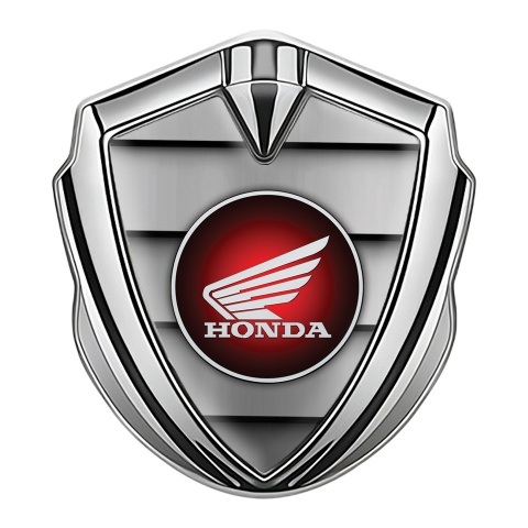 Honda Bodyside Emblem Self Adhesive Silver Shutters Effect Red logo