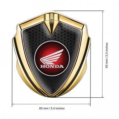 Honda Emblem Auto Zeichen Goldtonfarbe mit Black Dot Basis und Wings Logo