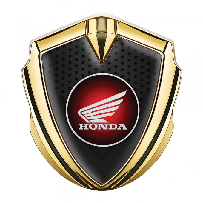 Honda Metal Emblem Self Adhesive Gold Black Mesh Winged Logo