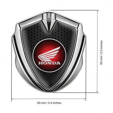 Honda Metal Emblem Self Adhesive Silver Black Mesh Winged Logo