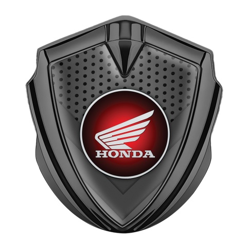 Honda Emblem Badge Self Adhesive Graphite Charcoal Plates Red Motif