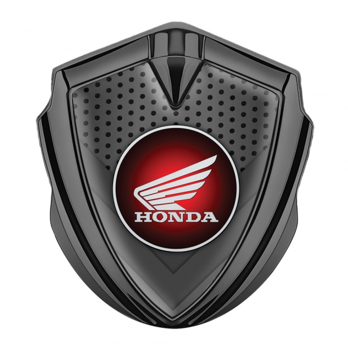 Honda Emblem Badge Self Adhesive Graphite Charcoal Plates Red Motif