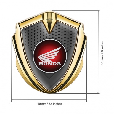 Honda Emblem Badge Self Adhesive Gold Charcoal Plates Red Motif