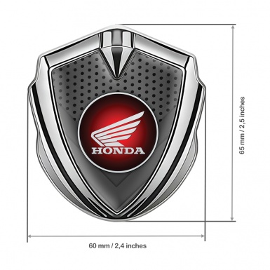 Honda Emblem Badge Self Adhesive Silver Charcoal Plates Red Motif
