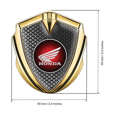 Honda Emblem Fender Badge Gold Industrial Grate Wings Edition