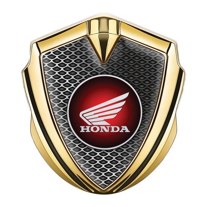 Honda Emblem Fender Badge Gold Industrial Grate Wings Edition