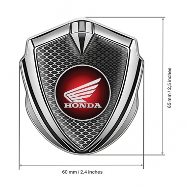 Honda Emblem Fender Badge Silver Industrial Grate Wings Edition