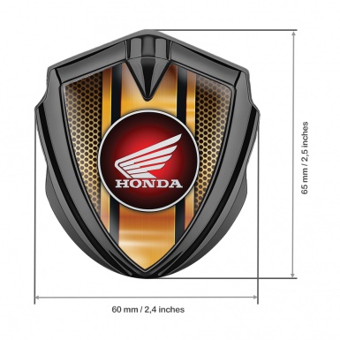 Honda Fender Emblem Metal Graphite Orange Stylish Motif Circle Logo