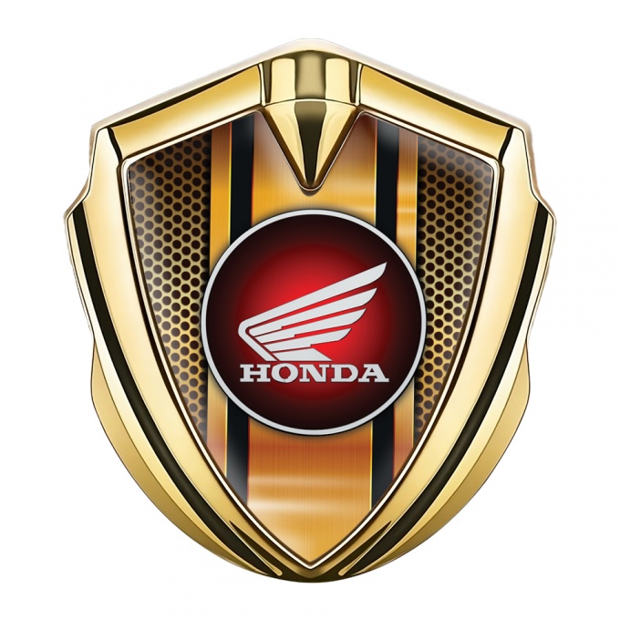 Honda Fender Emblem Metal Gold Orange Stylish Motif Circle Logo