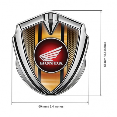 Honda Fender Emblem Metal Silver Orange Stylish Motif Circle Logo