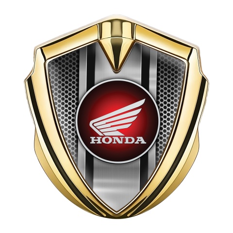 Honda Emblem Trunk Badge Gold Metallic Mesh Base Center Console