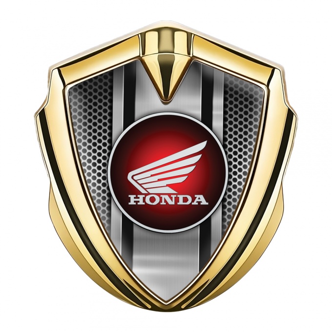 Honda Emblem Trunk Badge Gold Metallic Mesh Base Center Console