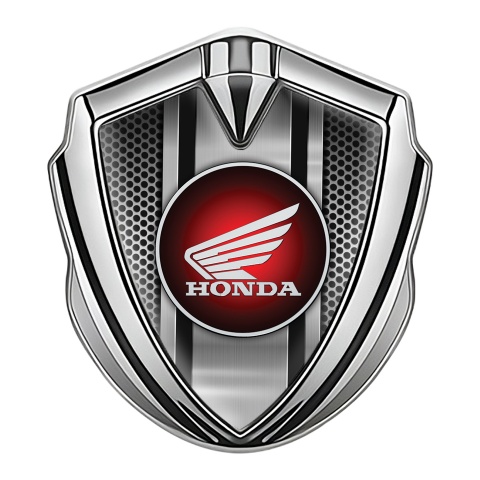 Honda Emblem Trunk Badge Silver Metallic Mesh Base Center Console