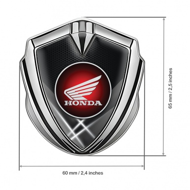 Honda Seitenflugel Emblem Aufkleber Silbertonfarbe mit Lichteffekt der Hintergrund und Wings Logo