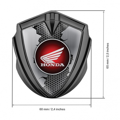 Honda Bodyside Emblem Badge Graphite Torn Metal Grey Honeycomb