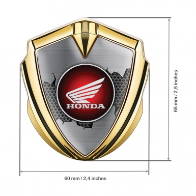 Honda Trunk Emblem Badge Gold Split Steel Plate Crimson Edition