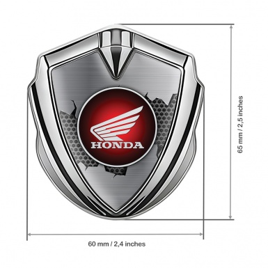 Honda Trunk Emblem Badge Silver Split Steel Plate Crimson Edition