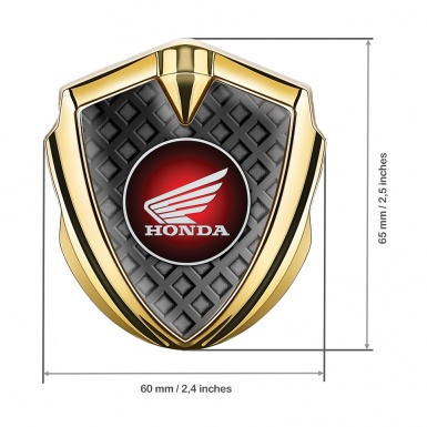 Honda Bodyside Domed Emblem Gold Waffle Effect Red Circle Edition