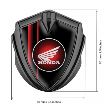 Honda Bodyside Emblem Self Adhesive Graphite Black Background Red Stripes