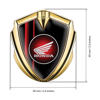 Honda Bodyside Emblem Self Adhesive Gold Black Background Red Stripes