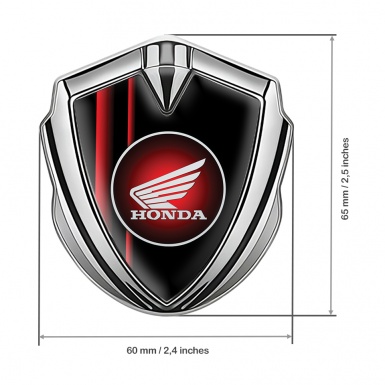 Honda Bodyside Emblem Self Adhesive Silver Black Background Red Stripes