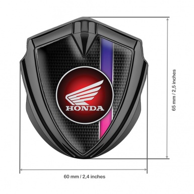 Honda Emblem Auto Zeichen Graphit Tonfarbe Kohlenstoff mit lila Band Design und Runde Logo 