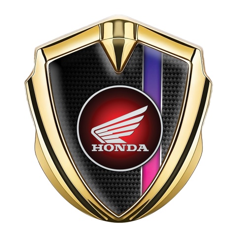Honda Metal Emblem Self Adhesive Gold Carbon Color Stripe Red Circle