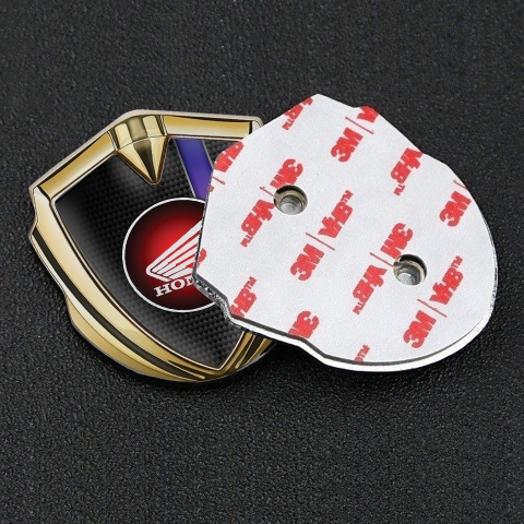 Honda Metal Emblem Self Adhesive Gold Carbon Color Stripe Red Circle