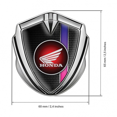Honda Metal Emblem Self Adhesive Silver Carbon Color Stripe Red Circle