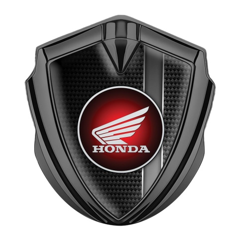 Honda 3D Car Metal Domed Emblem Graphite Dark Carbon Gradient Stripe