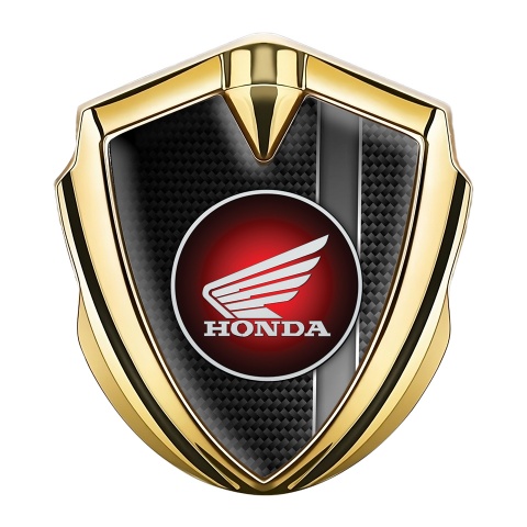 Honda 3D Car Metal Domed Emblem Gold Dark Carbon Gradient Stripe