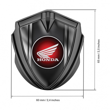 Honda Emblem Badge Self Adhesive Graphite Charcoal Base Metallic Frame