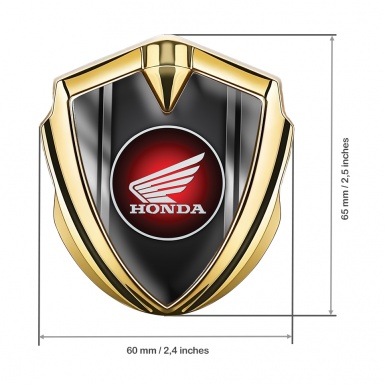 Honda Emblem Badge Self Adhesive Gold Charcoal Base Metallic Frame