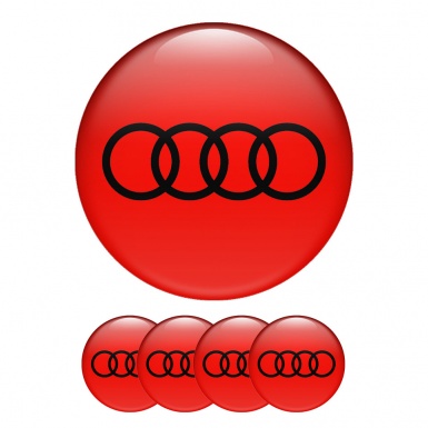 Audi Domed Stickers Wheel Center Cap  Red Classic