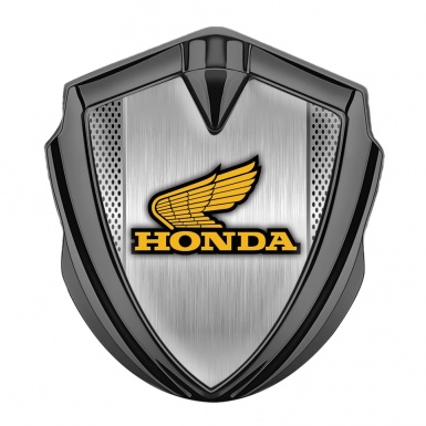 Honda Trunk Emblem Badge Graphite Metallic Mesh Brushed Plate Design