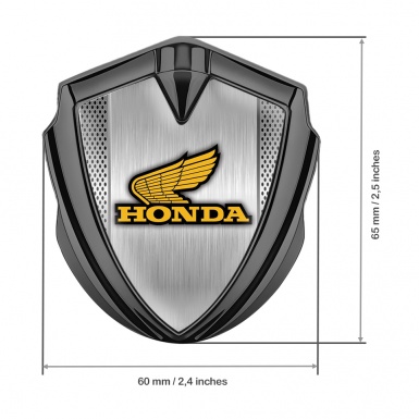 Honda Trunk Emblem Badge Graphite Metallic Mesh Brushed Plate Design