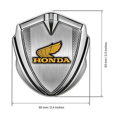 Honda Trunk Emblem Badge Silver Metallic Mesh Brushed Plate Design