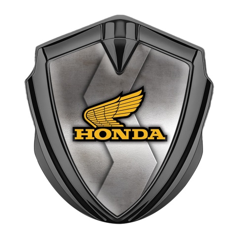 Honda Bodyside Domed Emblem Graphite Rough Alloy Template Yellow Logo