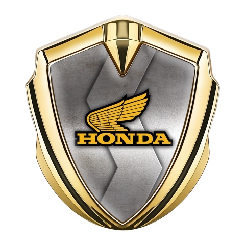 Honda Bodyside Domed Emblem Gold Rough Alloy Template Yellow Logo