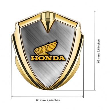 Honda Metal Emblem Self Adhesive Gold Brushed Aluminum Yellow Logo
