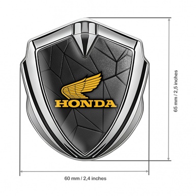 Honda Bodyside Emblem Self Adhesive Silver Dark Mosaic Yellow Logo