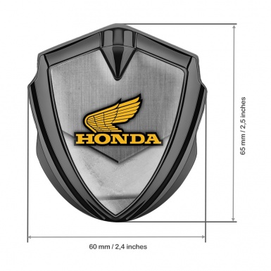 Honda Emblem Fender Badge Graphite Grunge Theme Yellow Winged Logo