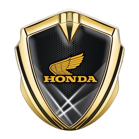 Honda Emblem Trunk Badge Gold Honeycomb Light Beams Classic Logo